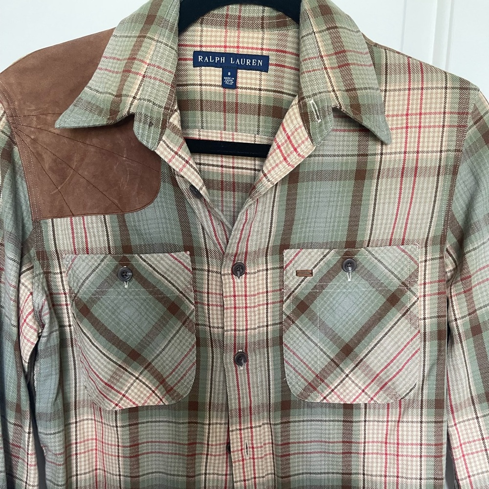 Ralph Lauren Blue Label Plaid Blouse - Green and Brown